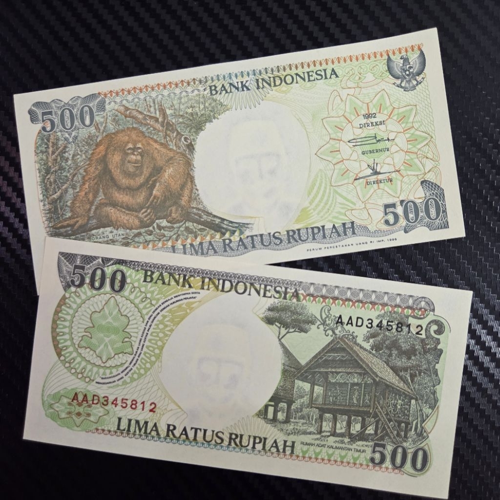 Uang Kuno Indonesia 500 Rupiah Orang Otan Tahun 1992 Asli
