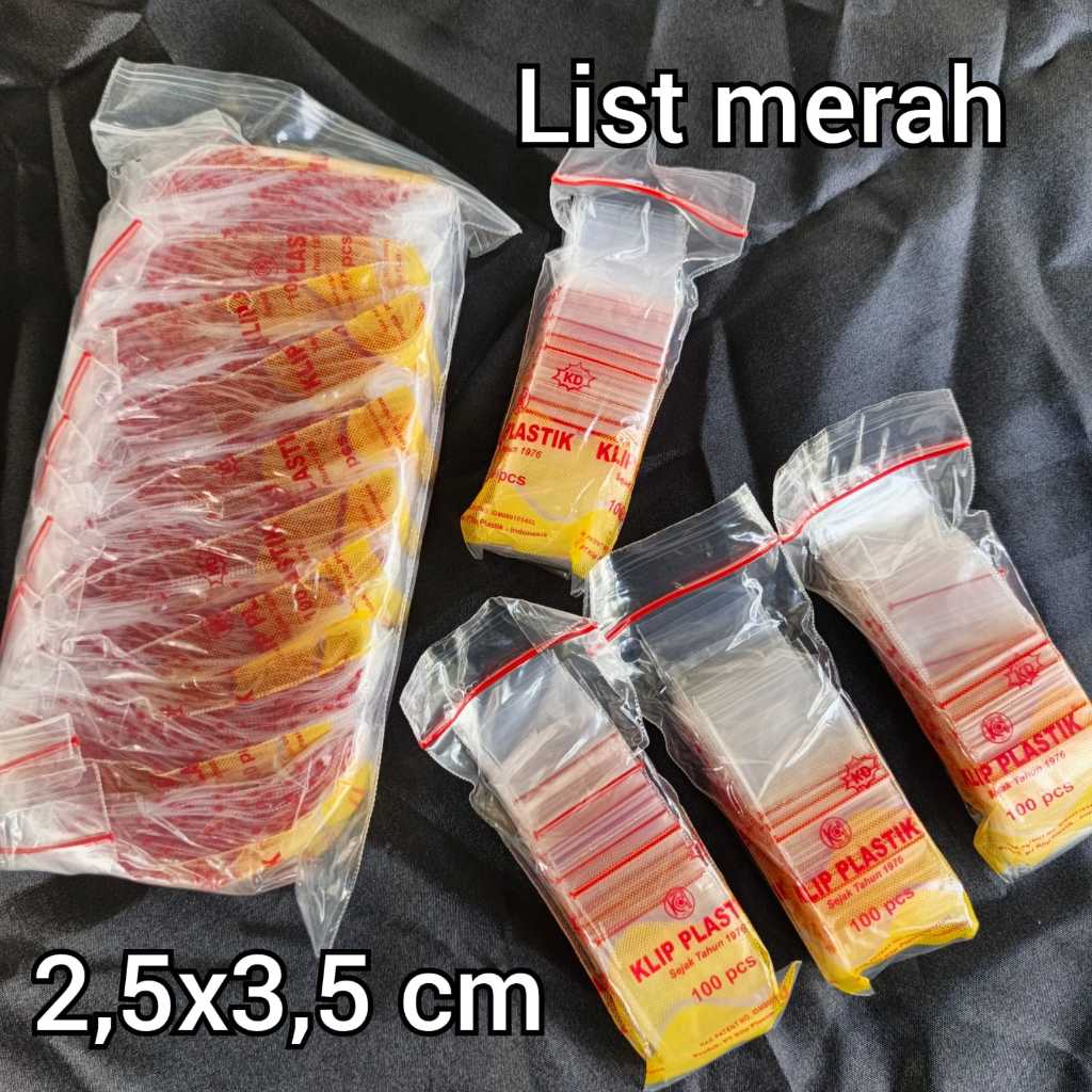 (LIST MERAH) PLASTIK KLIP 2,5X3,5 ISI 1000 LEMBAR / ZIPLOCK
