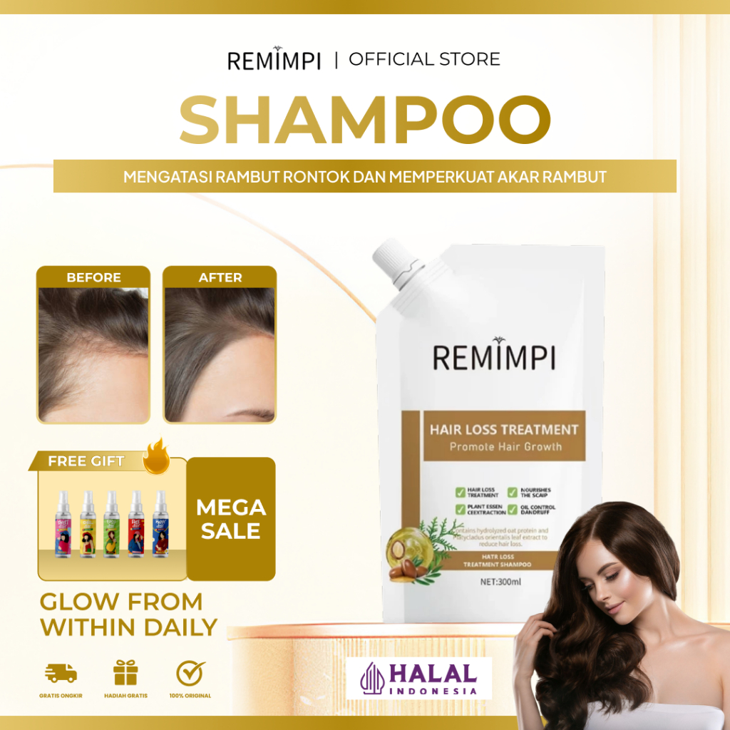 Remimpi Official - Shampoo Anti Rontok Sampo Penumbuh Rambut Cepat Anti Ketombe BPOM 300ml