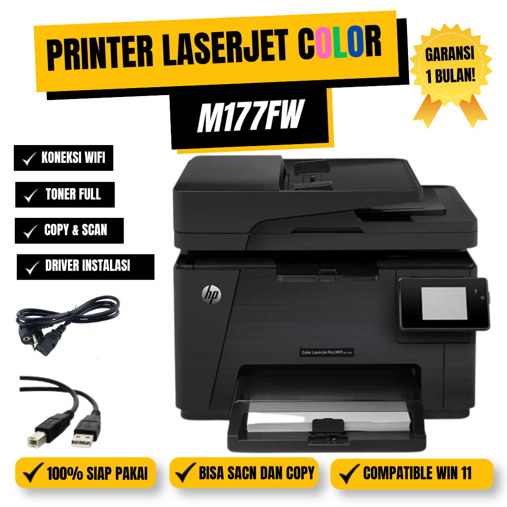 Printer HP Color LaserJet Pro MFP M177fw m177 fw fotocopy warna mini