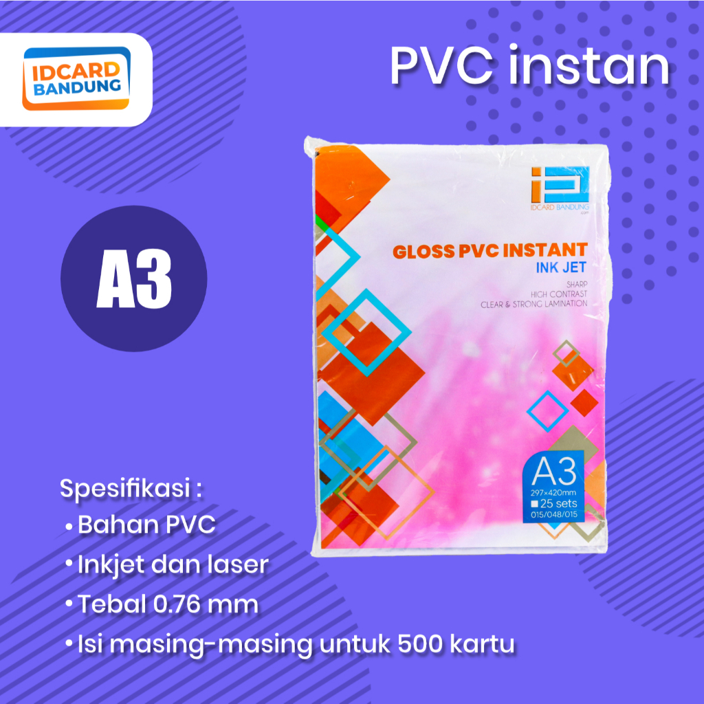 bahan kartu instan ukuran A3 print inkjet dan laser, kartu instan print dan laser a3