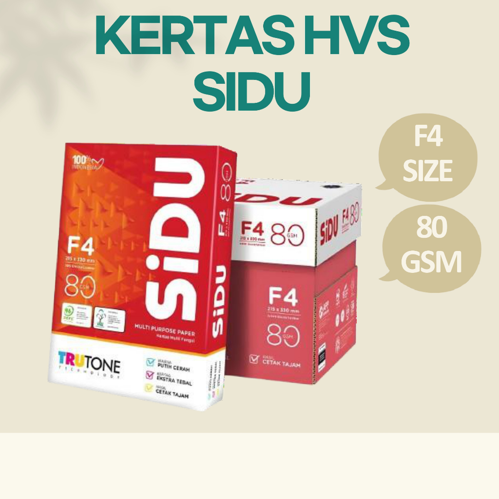 KERTAS HVS 80 GSM F4 - MERK SIDU