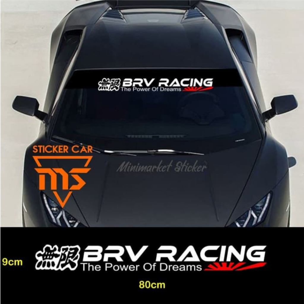 stiker brv racing mobil honda kaca