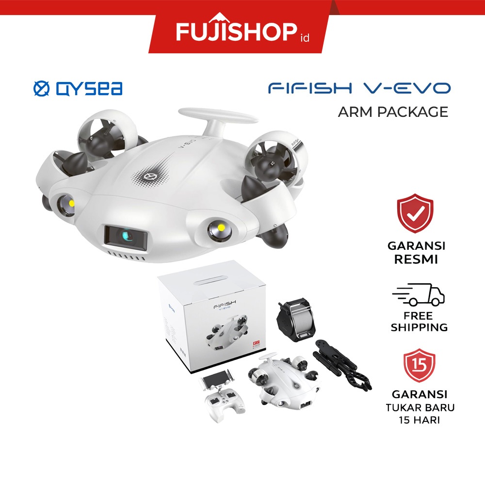 QYSEA FIFISH V-EVO 4K Underwater Drone Storage + Arm Package Garansi Resmi