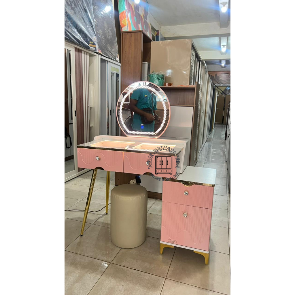 Meja Rias Pink Lampu LED DT 9927 BP