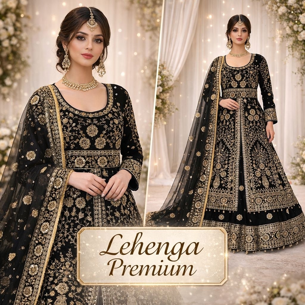 Lehenga India Premium | Gaun Pengantin India | Saree India | Set Lengkap Lehenga India