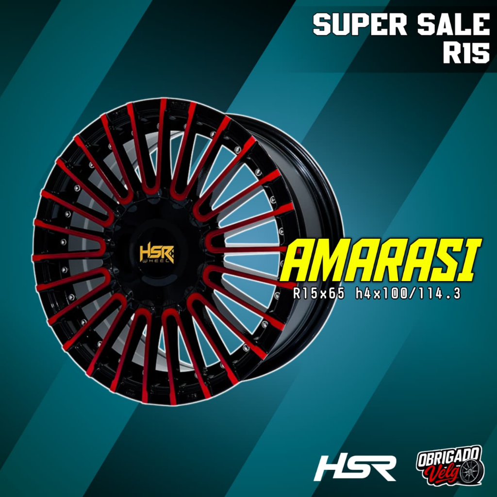Velg HSR R15 AMARASI 4x100 4x114.3 Merah Untuk Brio Agya Yaris Sigra Avanza dll ring 15