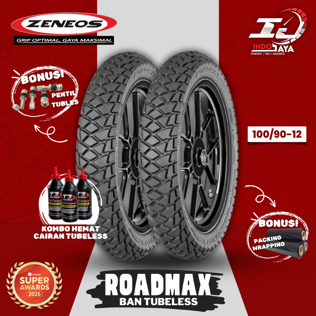 [READY COD] BAN ZENEOS ROADMAX DUAL PURPOSE (100/90-12) BAN TUBELESS DEPAN BELAKANG SCOOPY / FAZZIO 