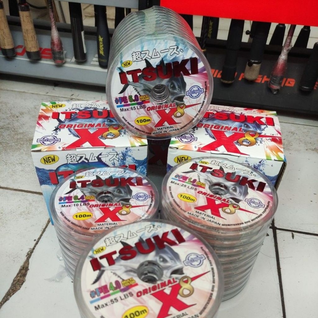 senar pancing PE stella Itsuki X8 multicolor connecting 100m 0.4 0.6 0.8 1 1.5 2 3 4 5 PE line kuat