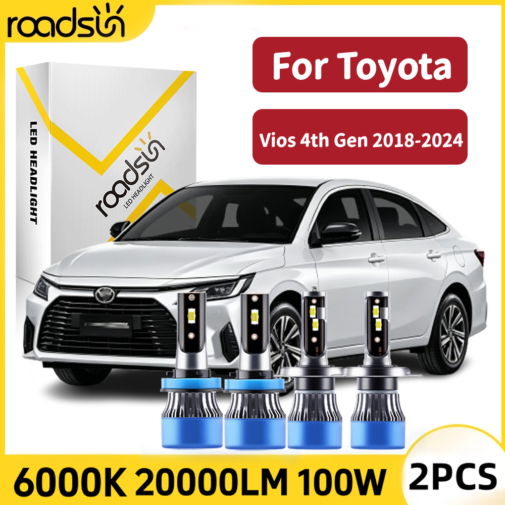 Cocok untuk Toyota Vios 4th Gen 2018-2024 Super Terang Led Lampu Depan Mobil Bohlam Hi/Lo Beam Lampu