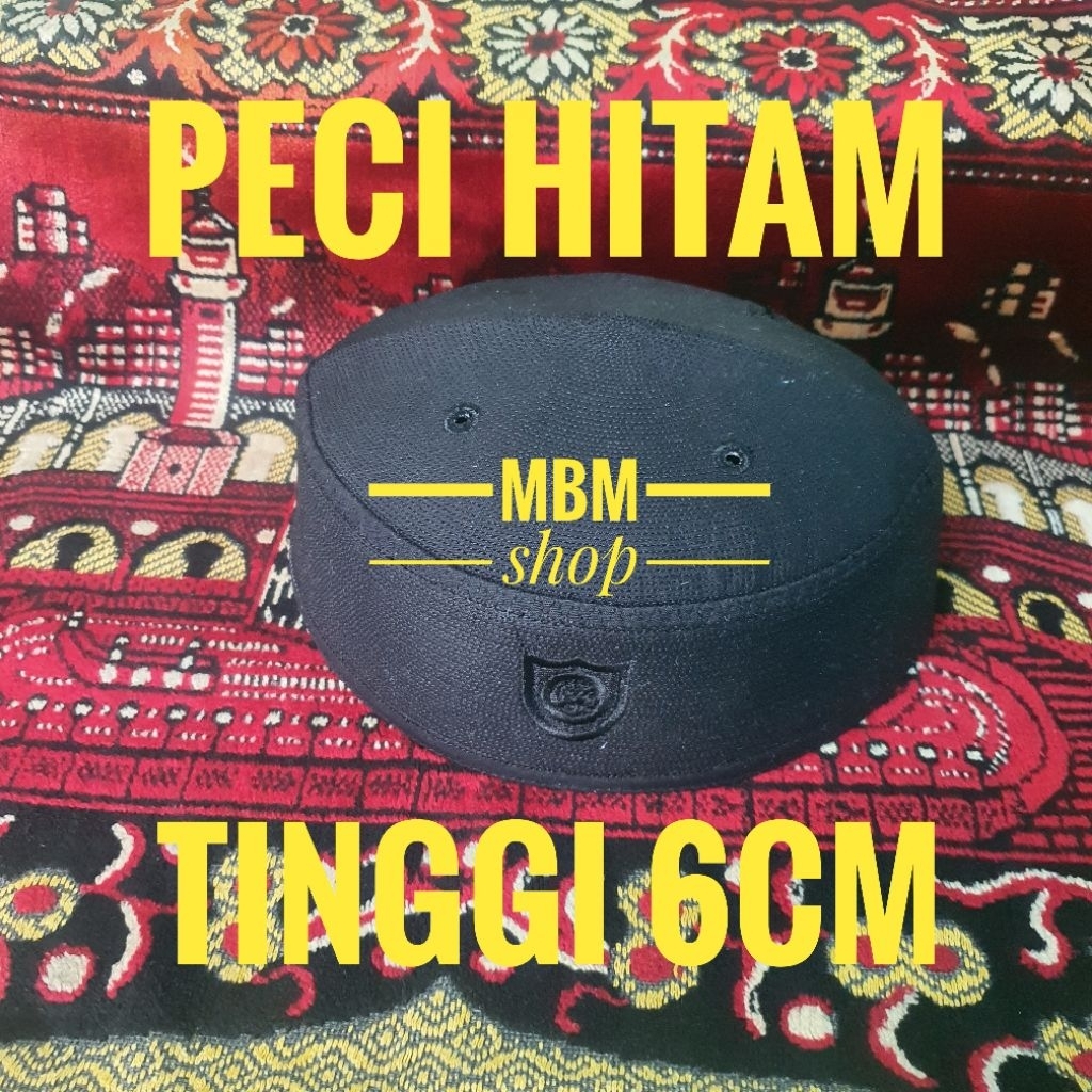 Peci hitam songkok kopyah malaysia hitam tinggi 6cm