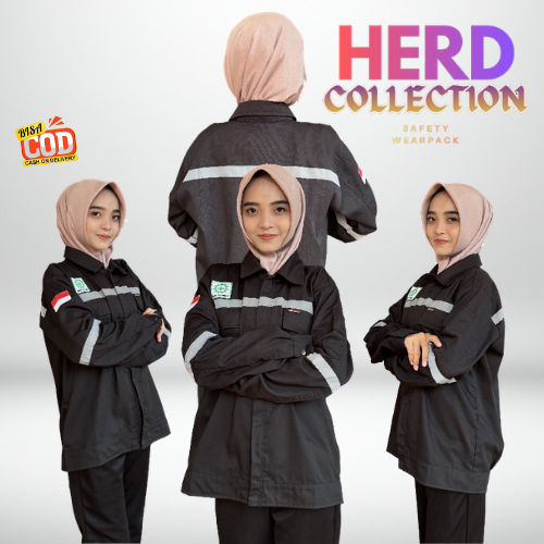 [COD] Wearpack Safety Baju seragam kerja Proyek panjang Pria Wanita Atasan Warna Hitam Polos