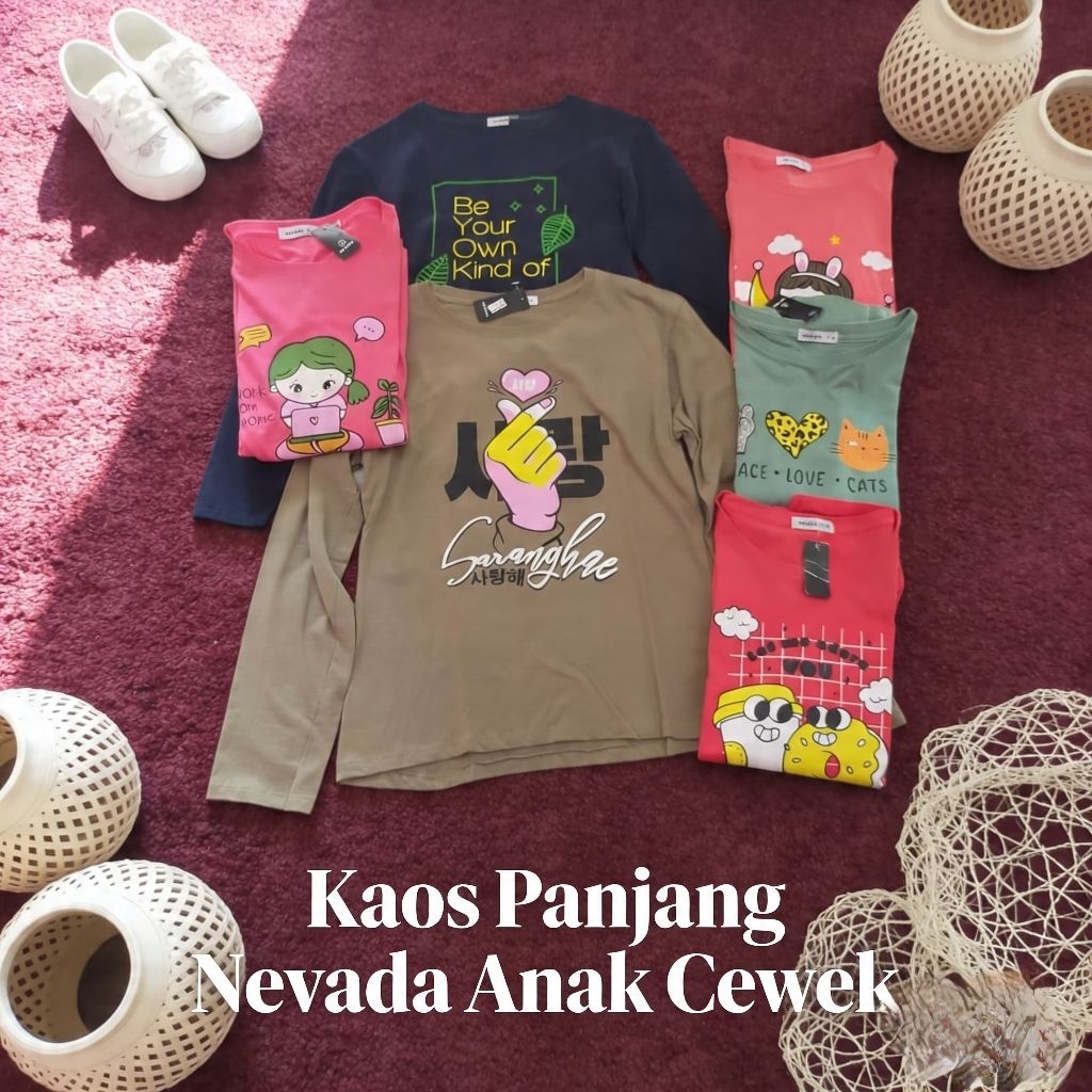 Kaos Nevada Anak Lengan Panjang/Brand Original/Kaos Anak Cewek