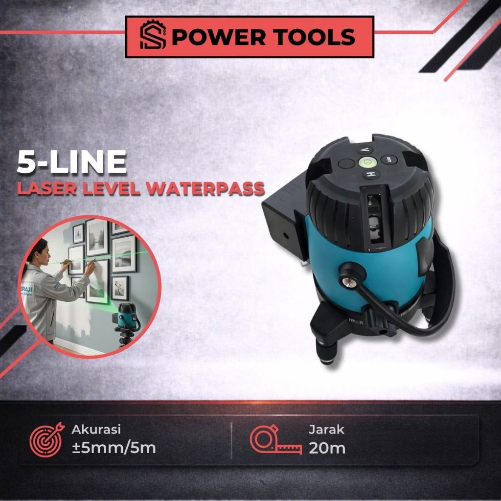 Seesii Laser Level 5 Line Self Leveling 360 Derajat Waterpass Tukang Sinar Merah LL-05R