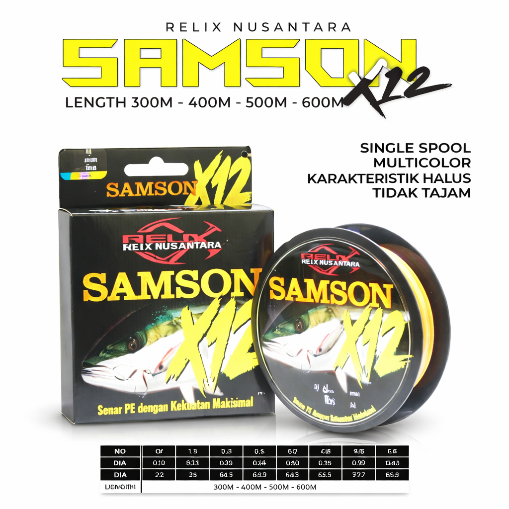 Samson X12 X16 Relix Nusantara Senar PE 300 400 500 600 Meter Senar Pancing Benang PE 1 1.5 2 2.5 3 