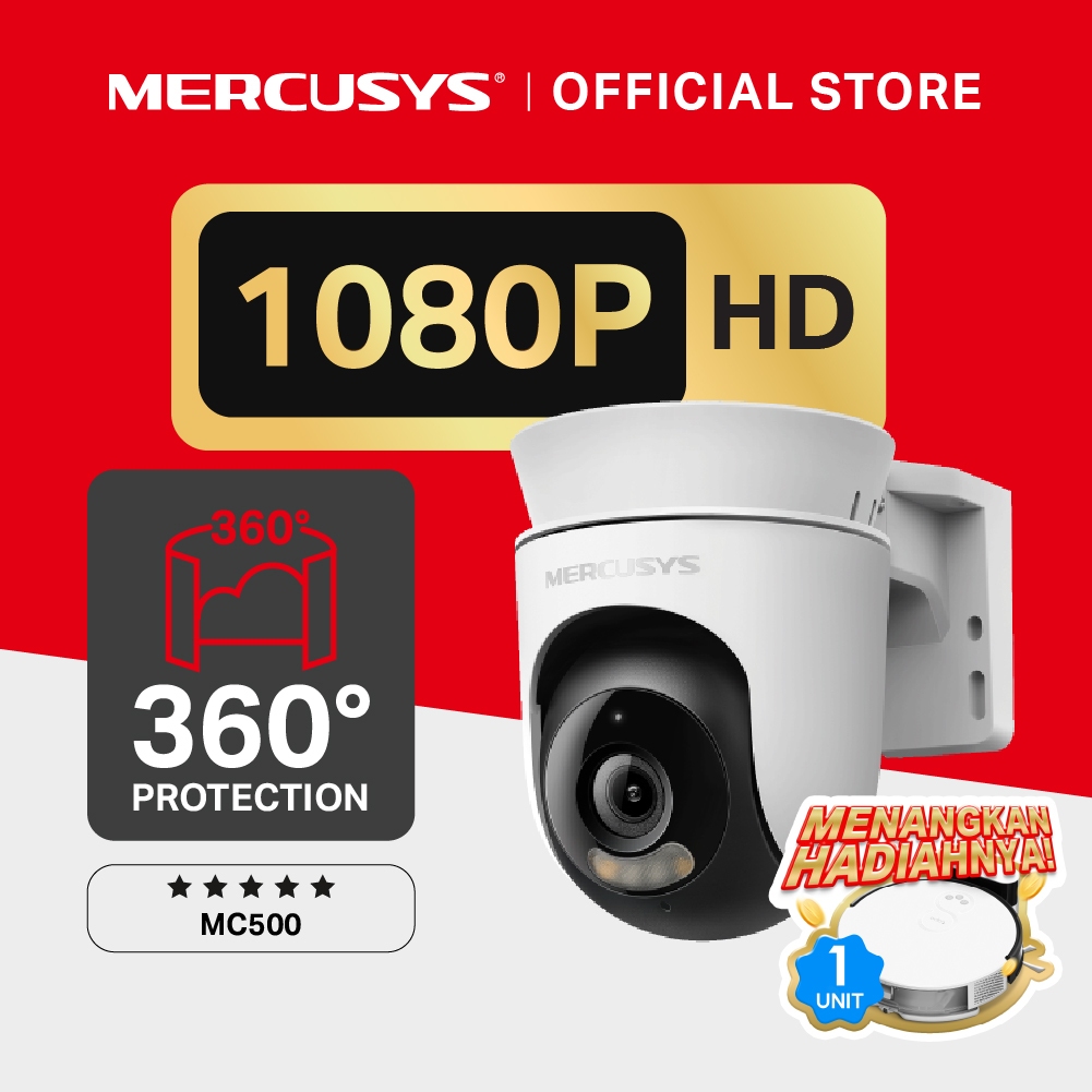 Mercusys MC500 Outdoor Pan/Tilt Security Wi-Fi Camera | resolusi 1080 HD | cakupan 360 derajat | Bar