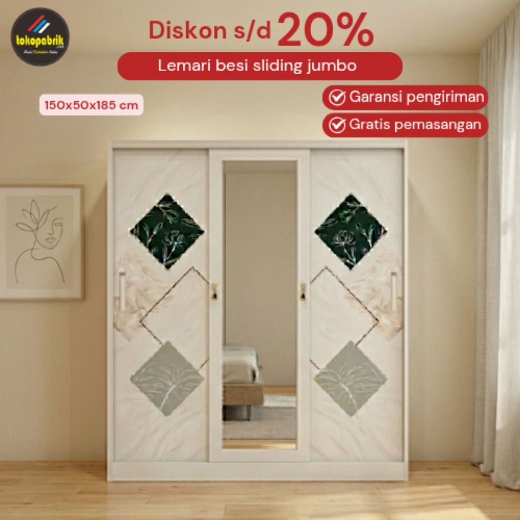 Lemari baju besi sliding lemari pakaian besi lemari sliding besi 2pintu lemari pakaian 3pintu lemari