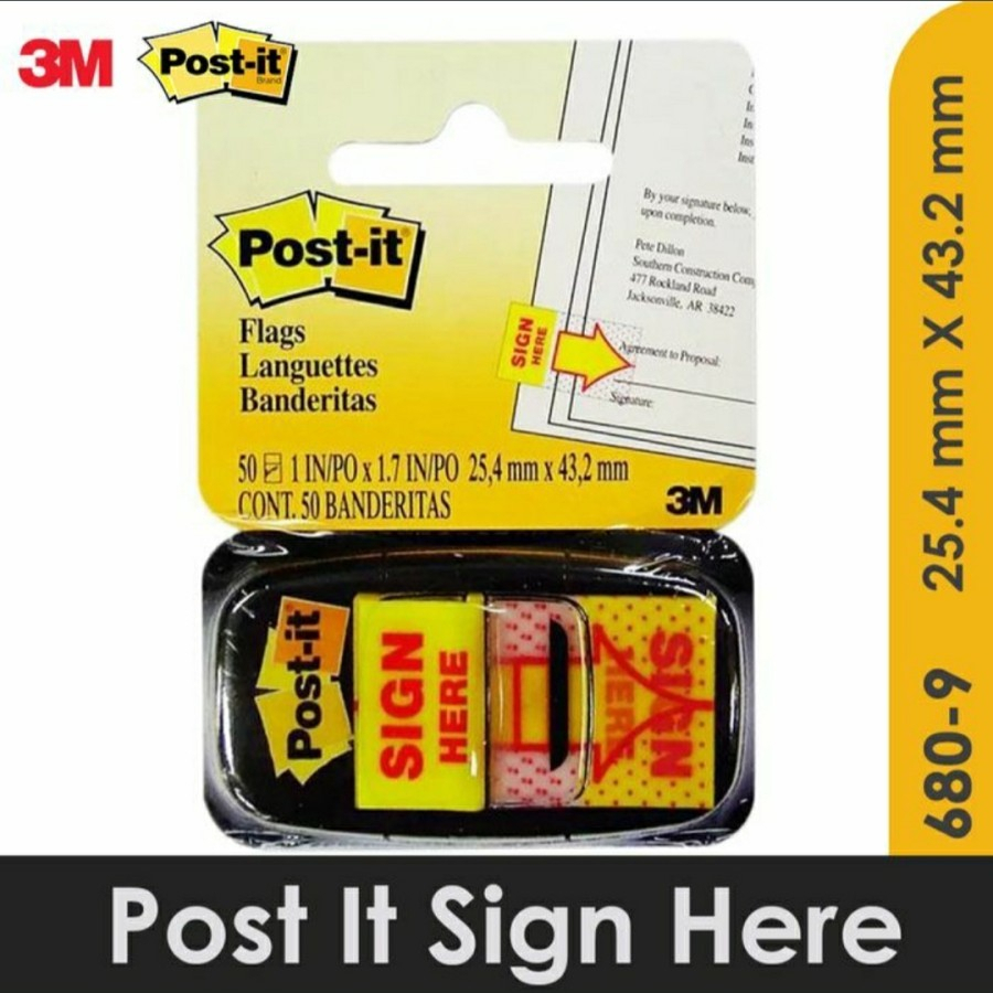 POST IT 3M SIGN HERE 680-9