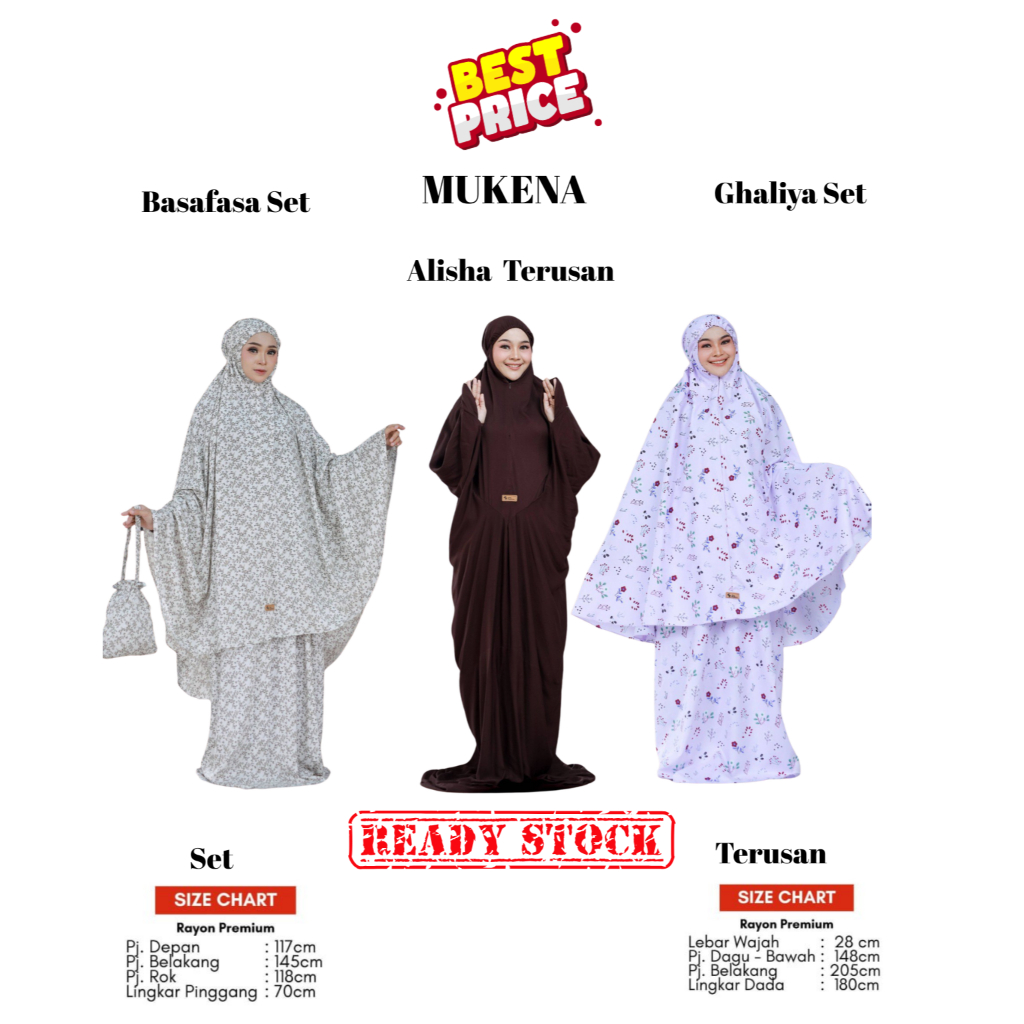 GHALIYA-BASAFA MUKENA TERUSAN SET MOTIF- ALISHA MUKENA - FEE FASHION - MUKENA DEWASA