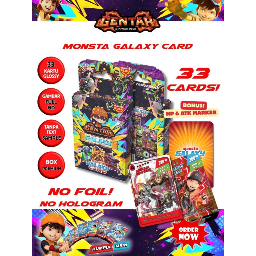 Kartu BoBoiBoy Starter Deck Gentar isi 33 card