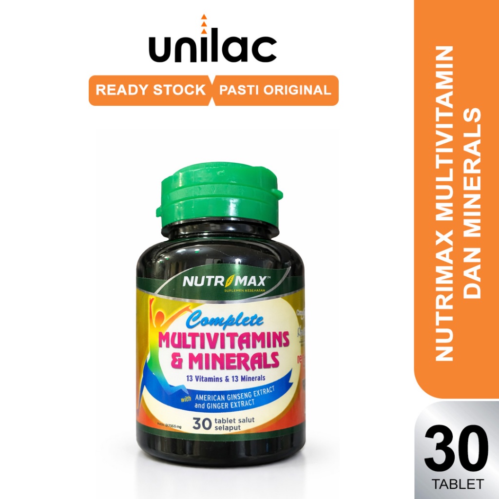 (30/60 Tablet) Nutrimax Complete Multivitamin dan Mineral dengan Ekstrak Ginseng