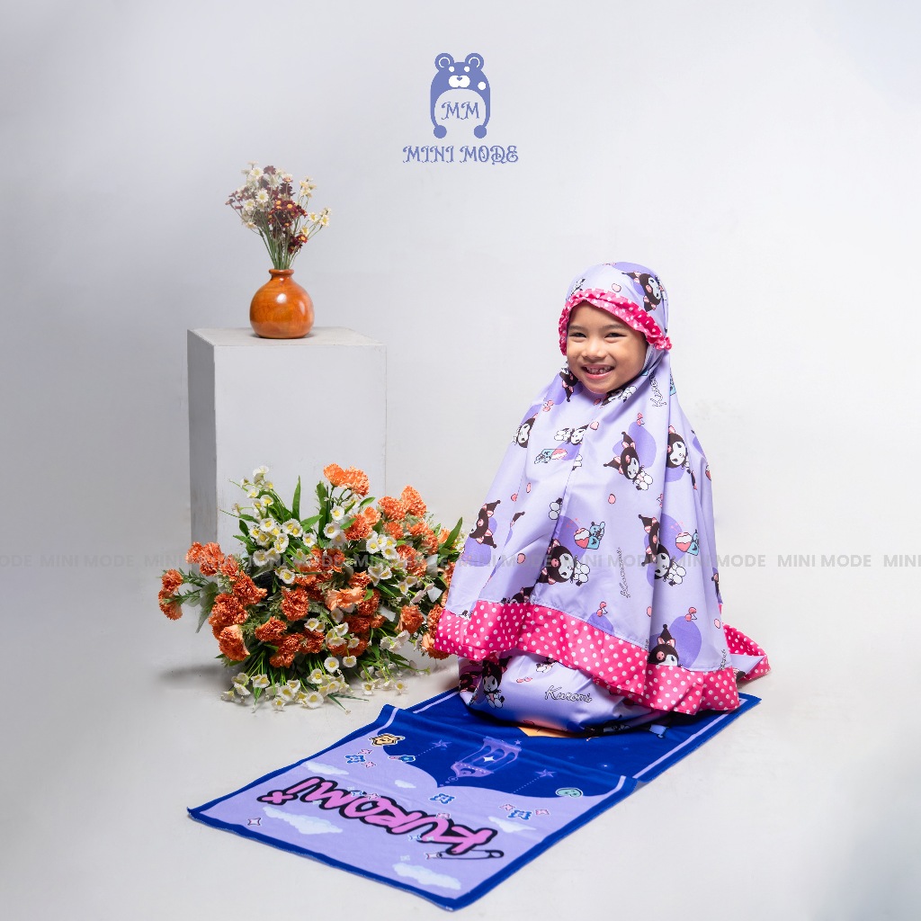 Mukena Anak Karakter Kuromi Pink Ungu + Sajadah | Set Ibadah Anak Viral