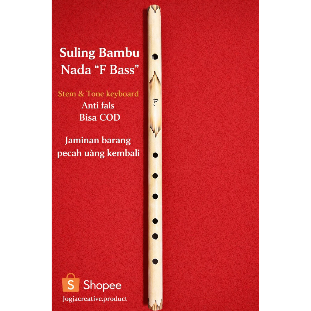 Suling Bambu Profesional Nada "F Bass". Sudah Tone Keyboard, JAMINAN ANTI PECAH.