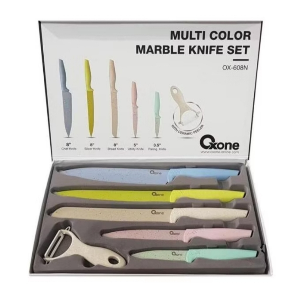 Oxone OX 608N set pisau dapur marble colorful