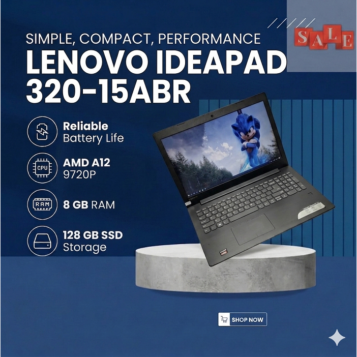 Laptop Lenovo Ideapad 320-15ABR AMD A12 9720P Ram 8Gb Ssd 128Gb Harga Murah Siap Pakai