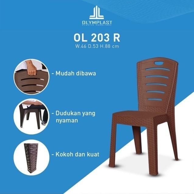 Olymplast OL 203 R - Kursi Plastik Rattan Olymplast Ol203 / Kursi Susun Plastik