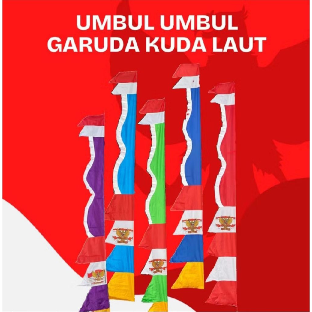 BENDERA UMBUL-UMBUL KUDA LAUT MERAH PUTIH WARNA WARNI KWALITAS PREMIUM (2, 70CM)