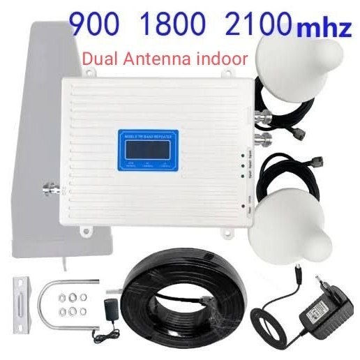 PENGUAT ATAU REPEATER UNTUK WIFI MODEM HP ANDROID IOS 4G TRIPLE FREQ DUA ANTENNA INDOOR UNTUK INTERN