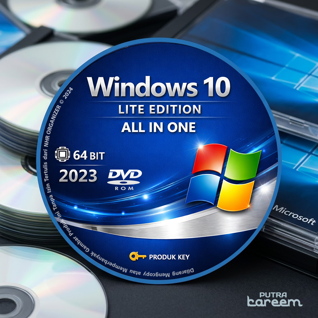 DVD Windows® 10 Pro AIO Super Lite/Compact 2023 64 Bit Produk Key Lisensi