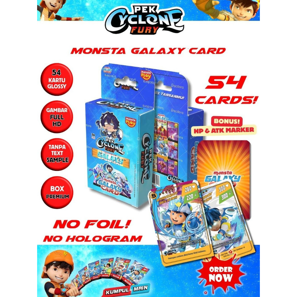 Kartu BoBoiBoy Pek Cyclone Fury isi 54 card