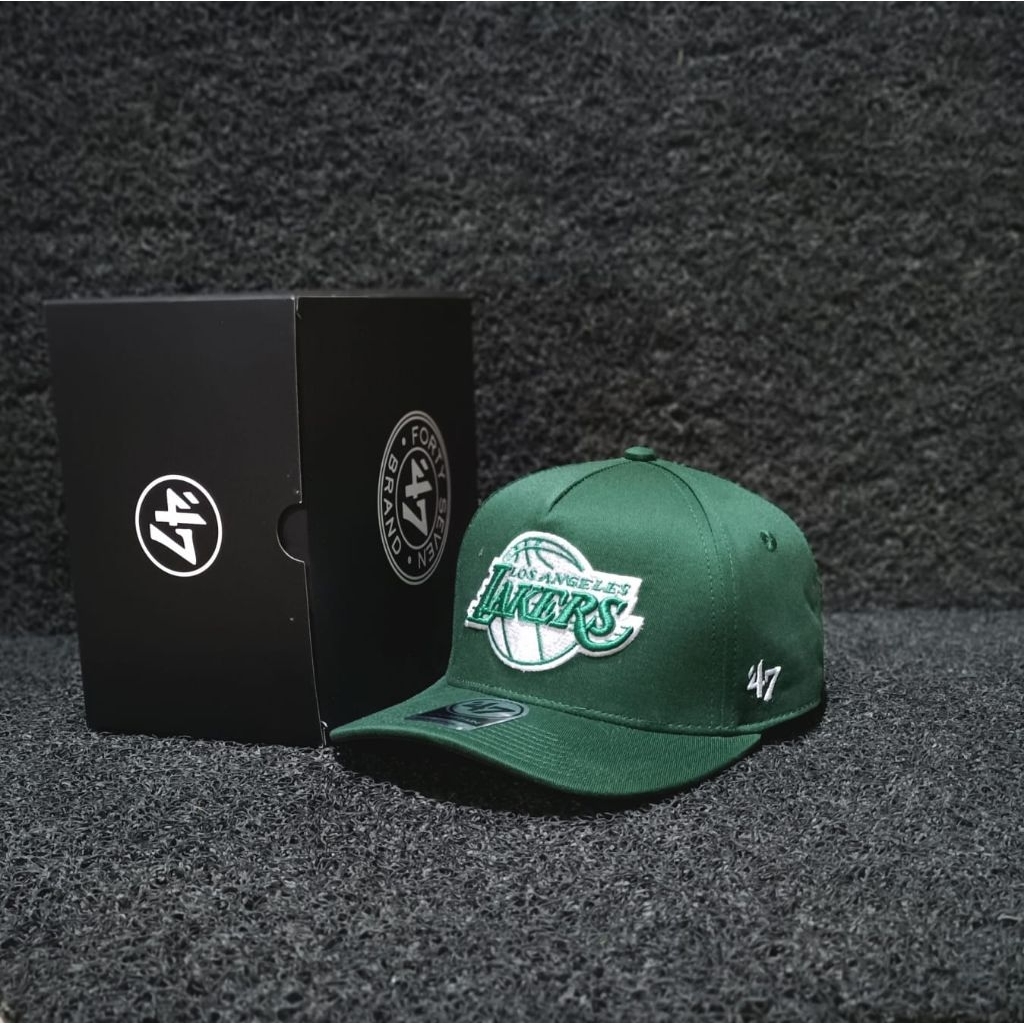 Topi NBA Lakers Putih Hijau Premium Higgh Quality
