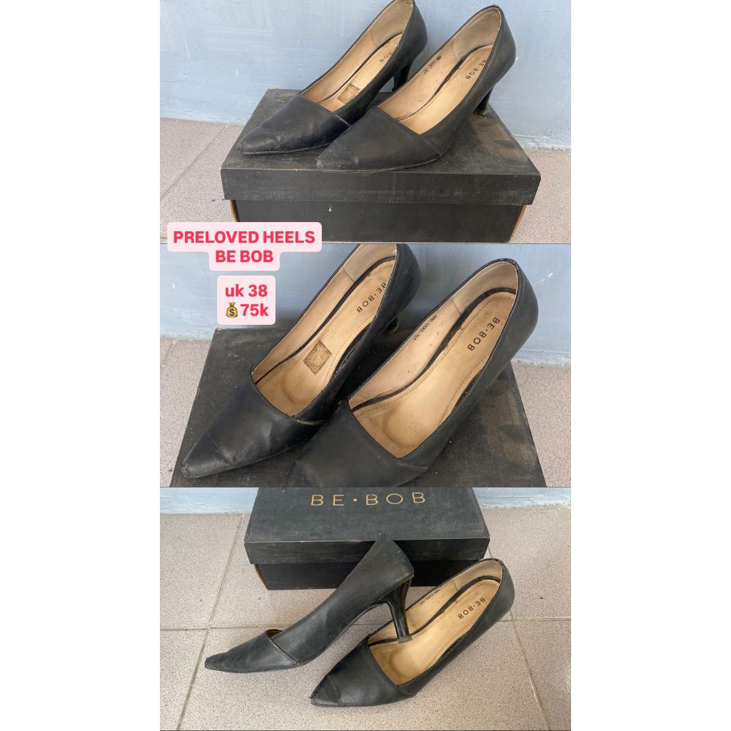 Heels BE BOB Preloved warna hitam ukuran 38