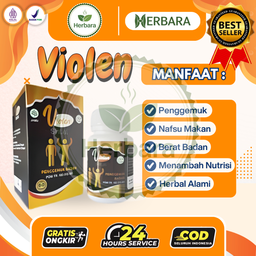 Herbara Violen Obat Penggemuk Herbal Penambah Berat Badan (60 Kapsul) Asli 100% Original BPOM