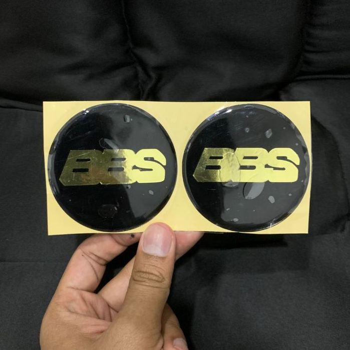 Stiker Cutting Tutup Dop Velg Mobil Timbul Logo B Be eS HItam Gold Ukuran 7,6 & 5 CM Sticker Timbul