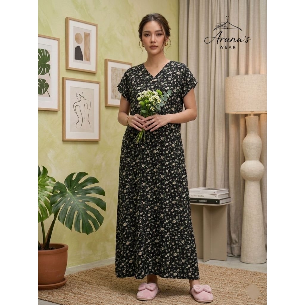 ARUNA'S WEAR Raline Dress Daster Semata Kaki | Daster Bumil Busui Friendly
