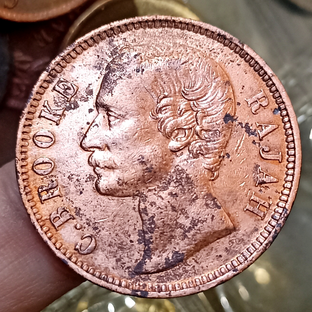 Koin Kuno Sarawak (British Malaysia) 1 Cent - Charles C. Brooke Rajah Tahun 1886