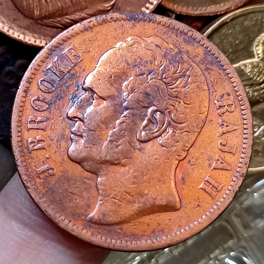 Koin Kuno Sarawak (British Malaysia) 1 Cent - James Brooke Rajah Tahun 1863