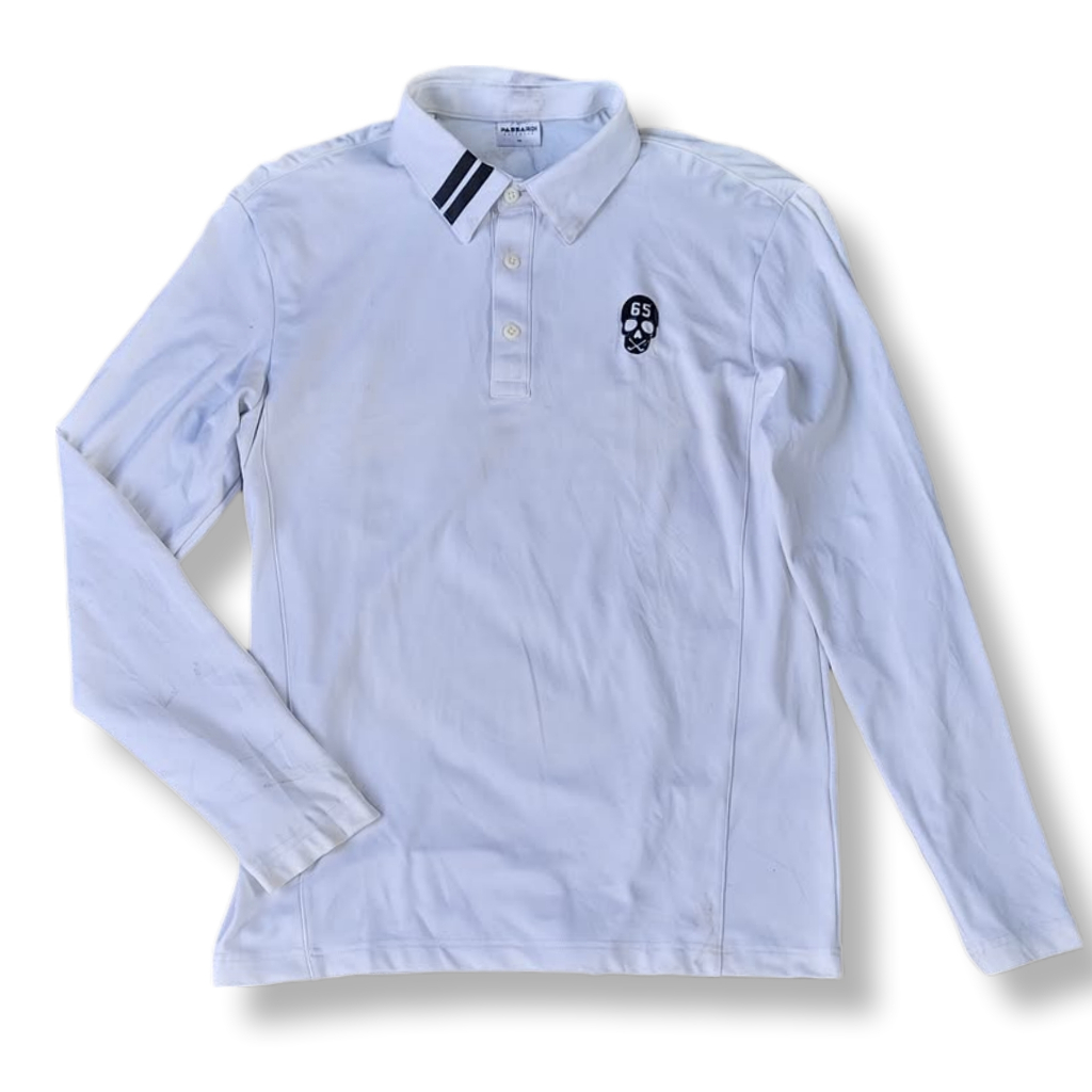 PASSARDI GOLFWEAR WHITE RUGBY POLO LONG SLEEVE | KAOS LENGAN PANJANG | MNZA