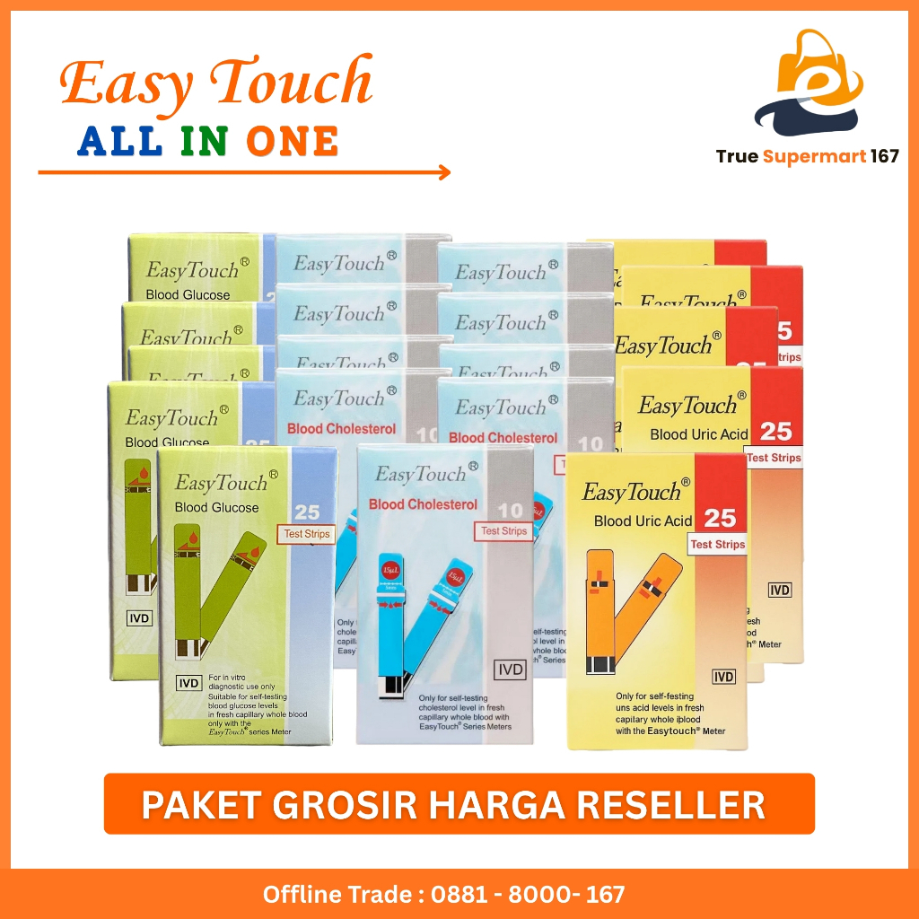 Easy Touch Cholesterol, Glucose, Urin Acid - GROSIR FREE ONGKIR - Strip Bahan Pokok Test Kolesterol,