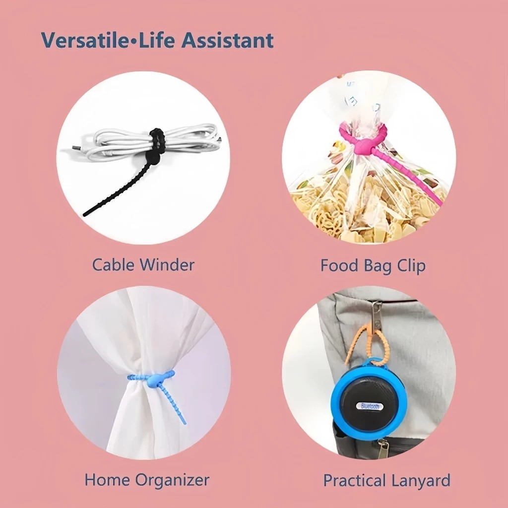 Tali Kabel Silicone / Silicone Cable Organizer Ikatan Kabel USB Reusable, Pengelola Kabel Dll (ES)