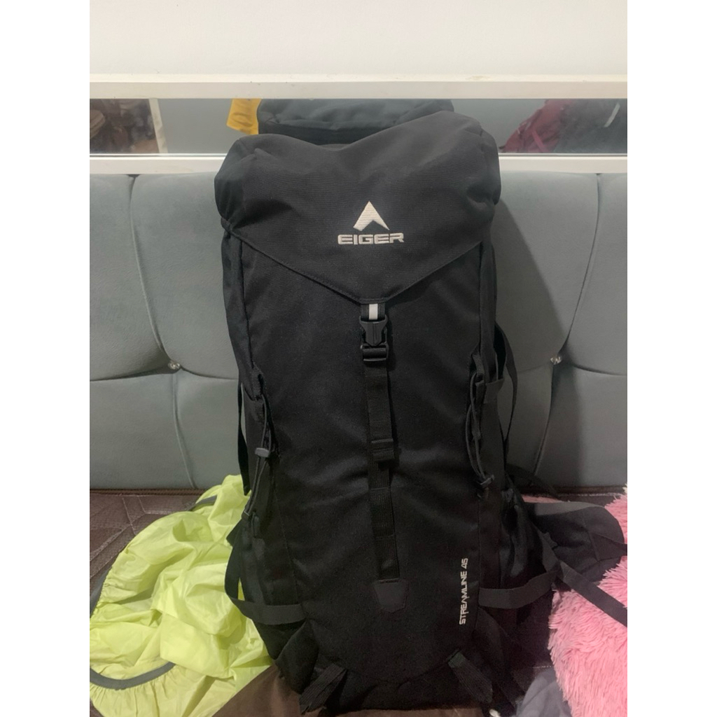 Tas Eiger Streamline blac + cover ori eiger (bekas baru pemakaian 5 bulan)
