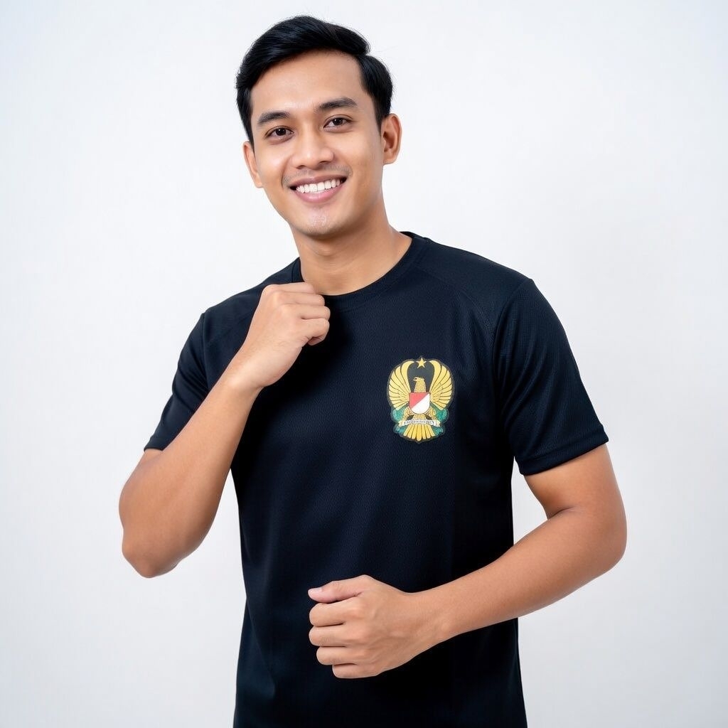 Kaos Olahraga TNI Dryfit Pria Army Hitam Hijau | Baju Training Gym Running |Kaos Dryfit Pria Logo TN