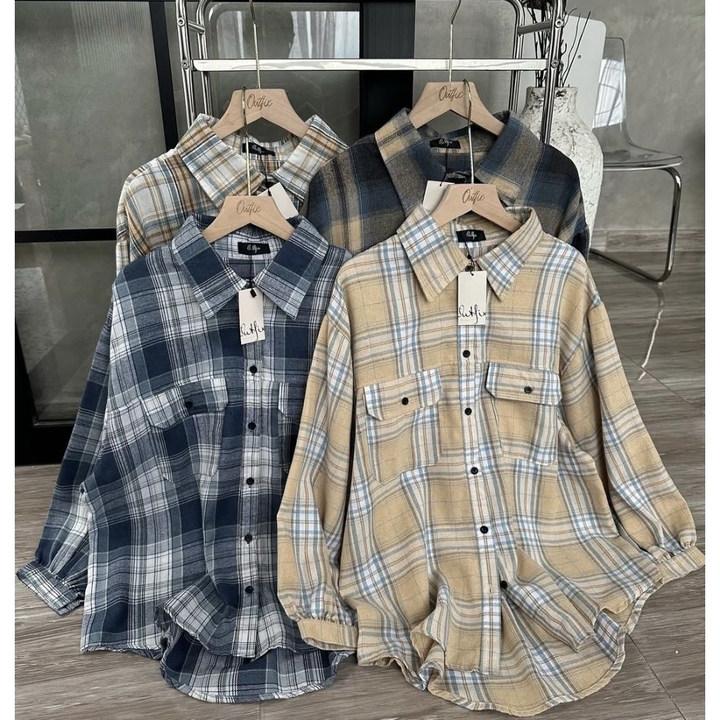Kemeja Flanel Premium / Set Rok Jeans Kemeja Flanel