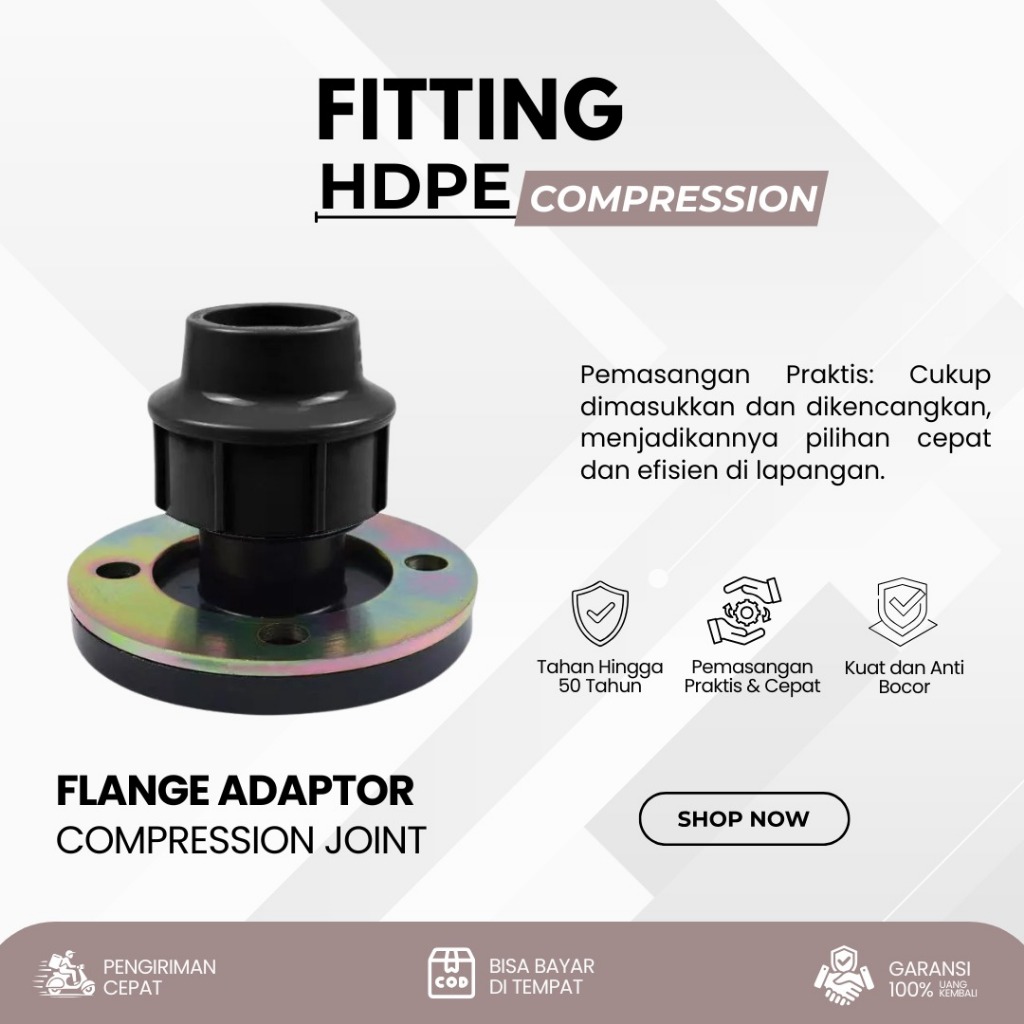Flange Adaptor Pipa Hdpe Ukuran 90mm Atau 3 Inch | Fitting Hdpe Compression