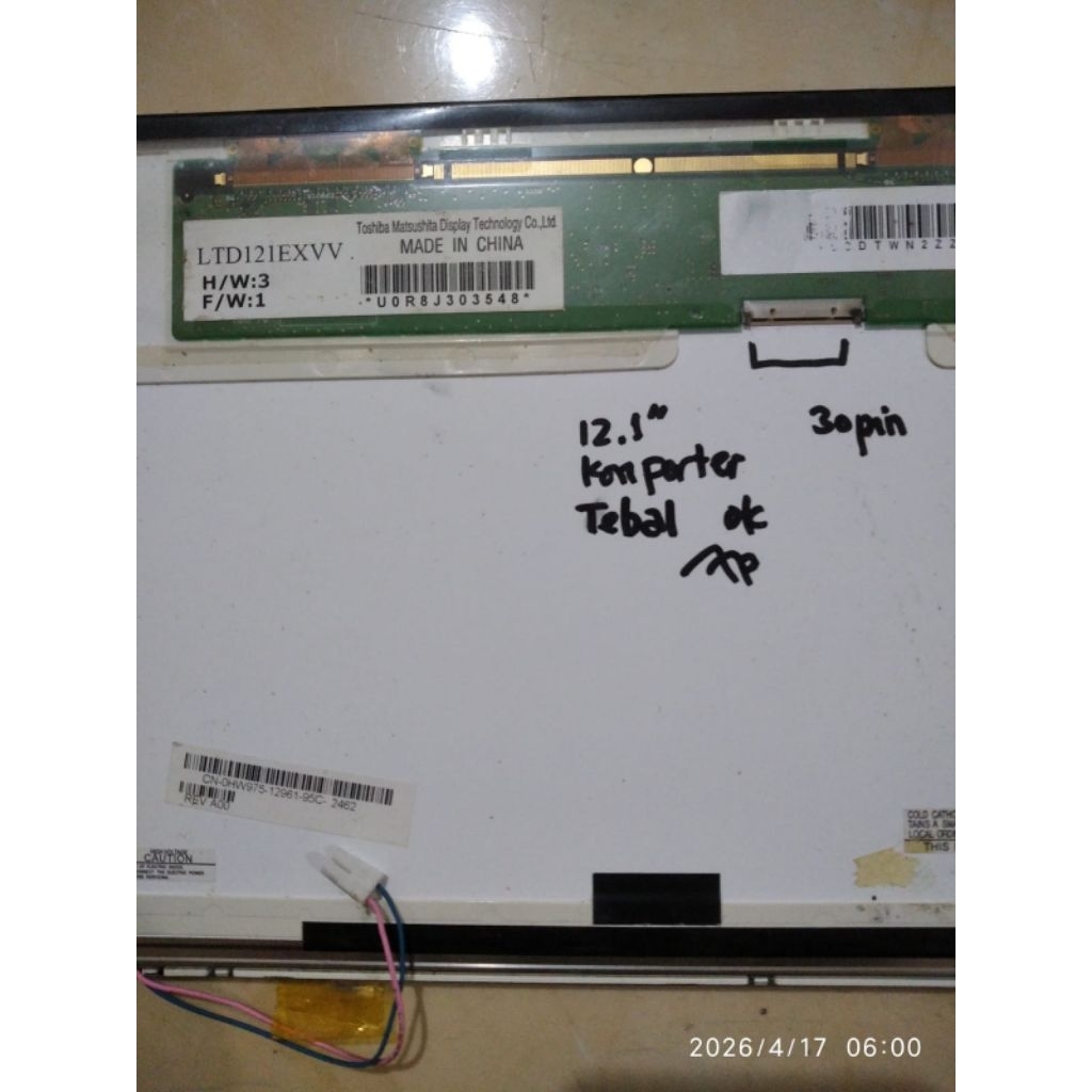 Layar LCD Notebook 12.1" Tebal 30pin Inverter Toshiba | Second Normal