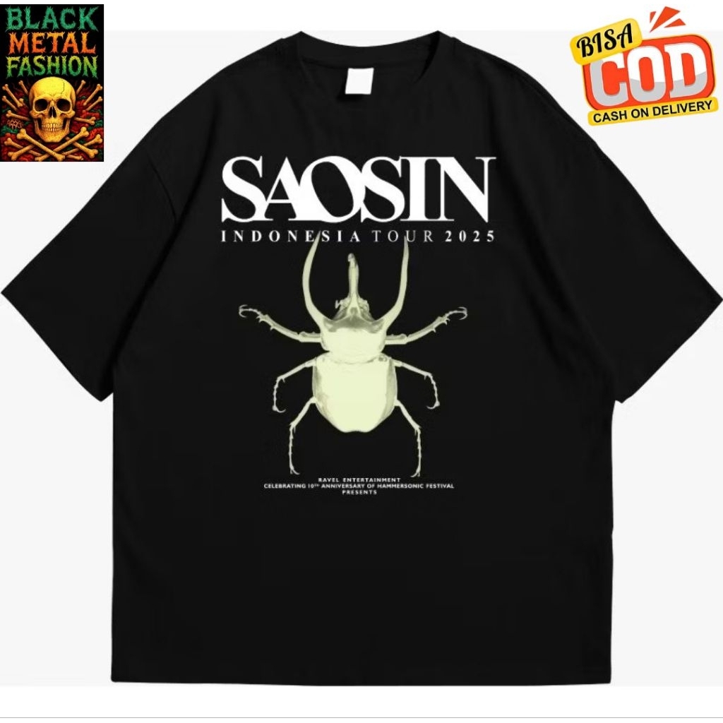 [COD] Kaos T-shirt Band Metal SAOSIN - Indonesia Tour 2025 | Kaos Death Metal | Kaos Black Metal | K